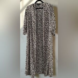 Jessica Simpson Leopard Print Kimono Cardigan Long Duster Shawl Shrug